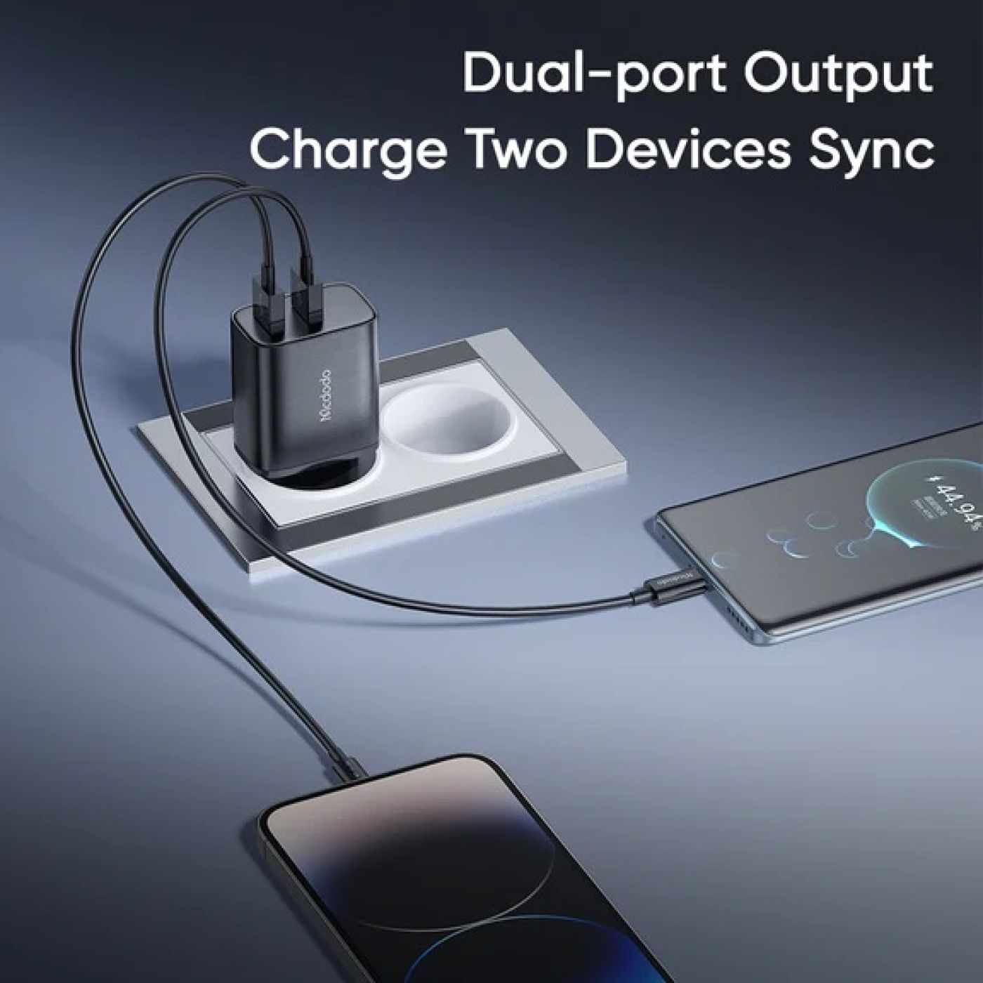 Cốc Sạc Nhanh Mcdodo 12W Dual USB Charger with Lightning Cable (Kèm cáp USB to iP, Chân cắm tròn)