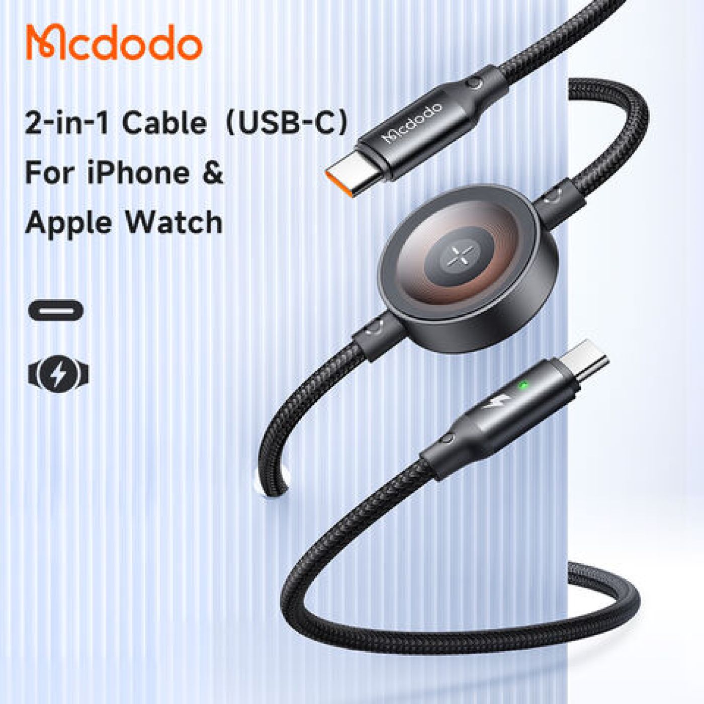 Cáp Sạc Đa Năng Mcdodo 2 in 1 Data Cable C to iP/Type-C + Magnetic (Tương thích Apple Watch)